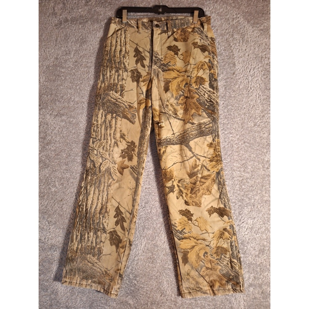 Duxbak Realtree Camo Carpenter Pants Mens 32x28 Tan Brown Hunting, Outdoors